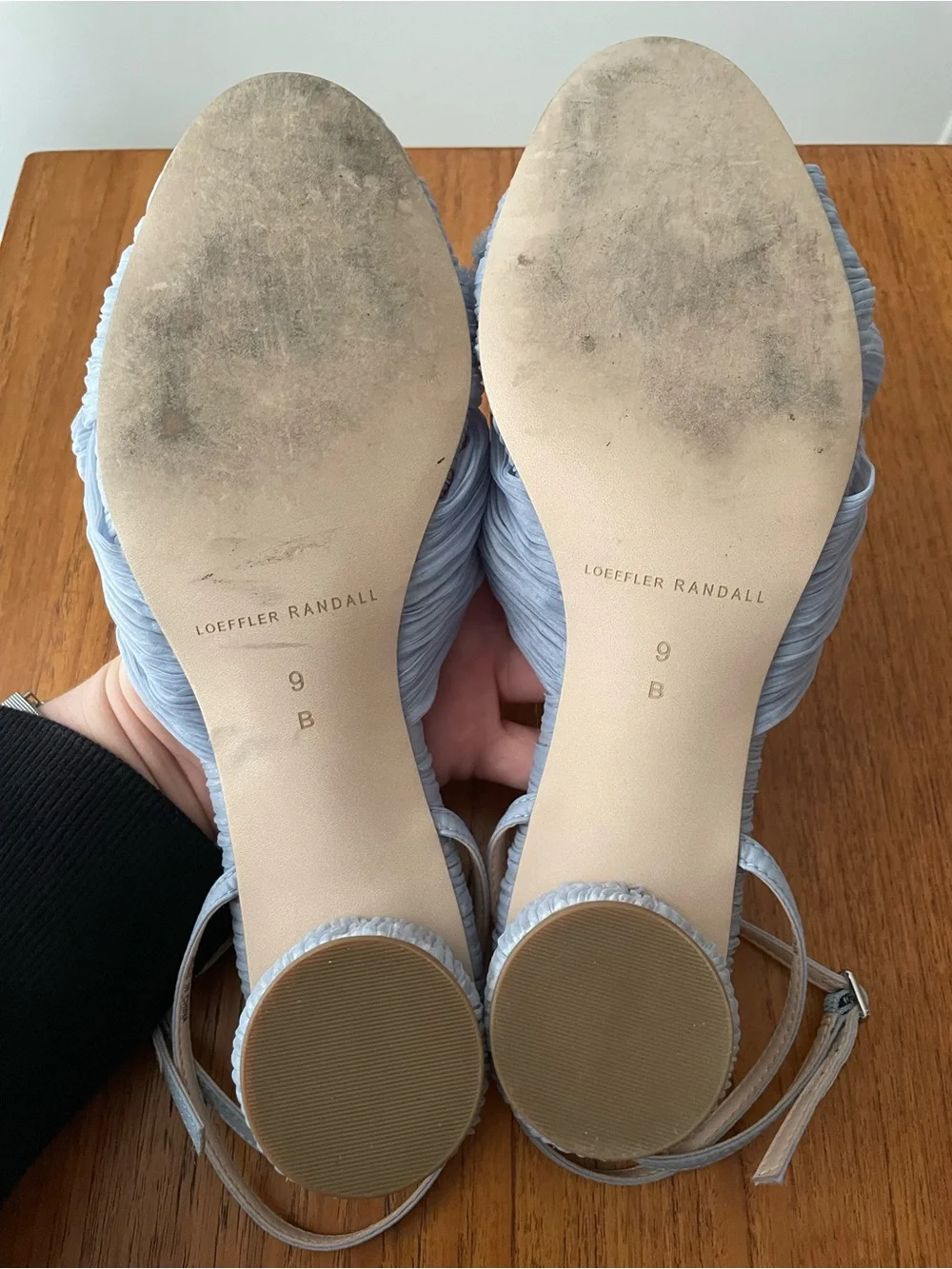 Loeffler Randall Dahlia Blue Pleated Bow Heel Size 9